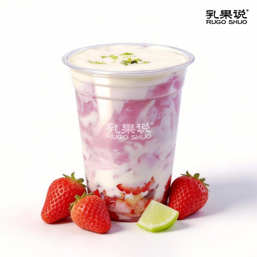 手捣鲜草莓轻酸酪
